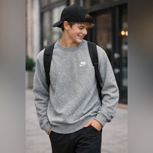 Nike Men's Heather Gray Crewneck Sweater